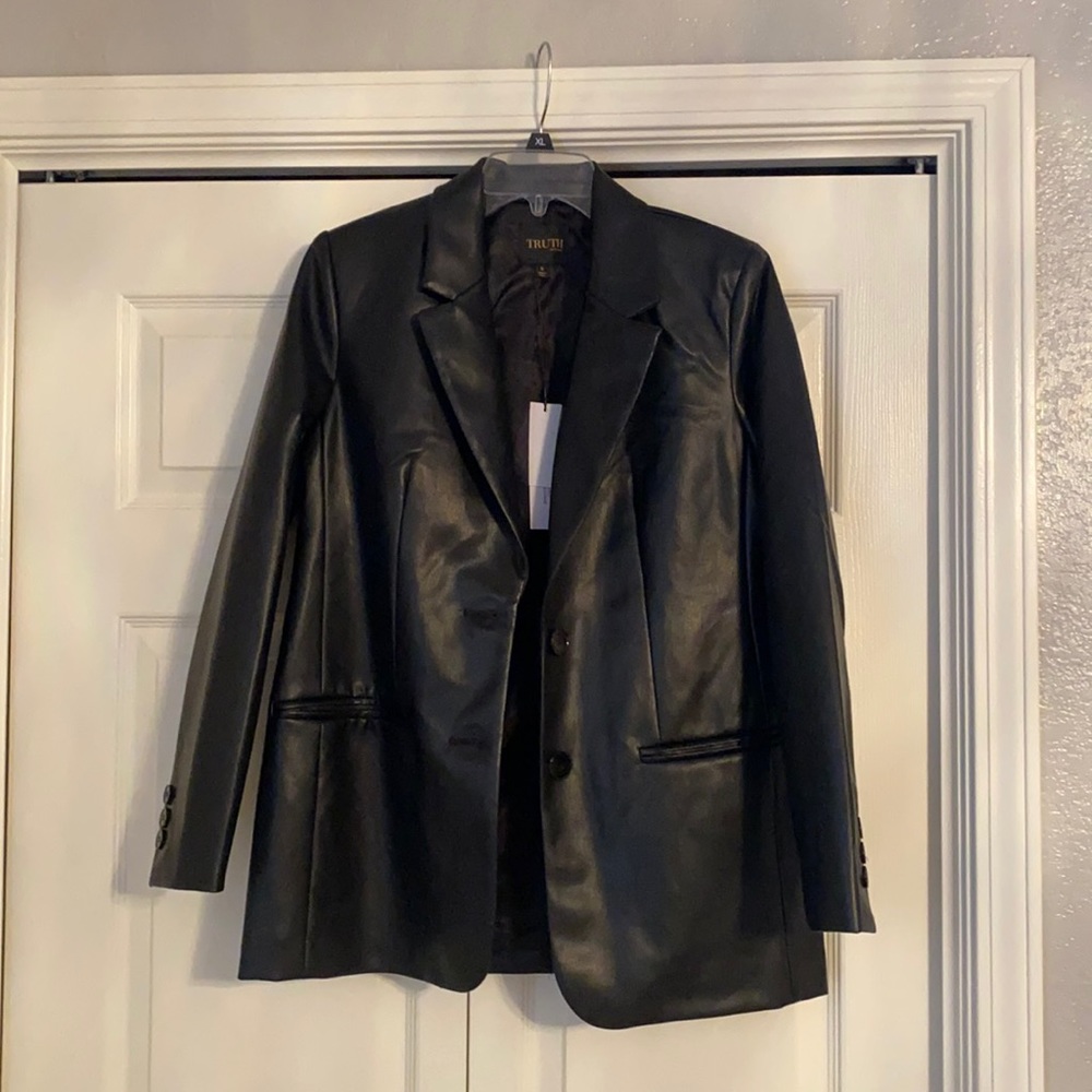 Black leather blazer